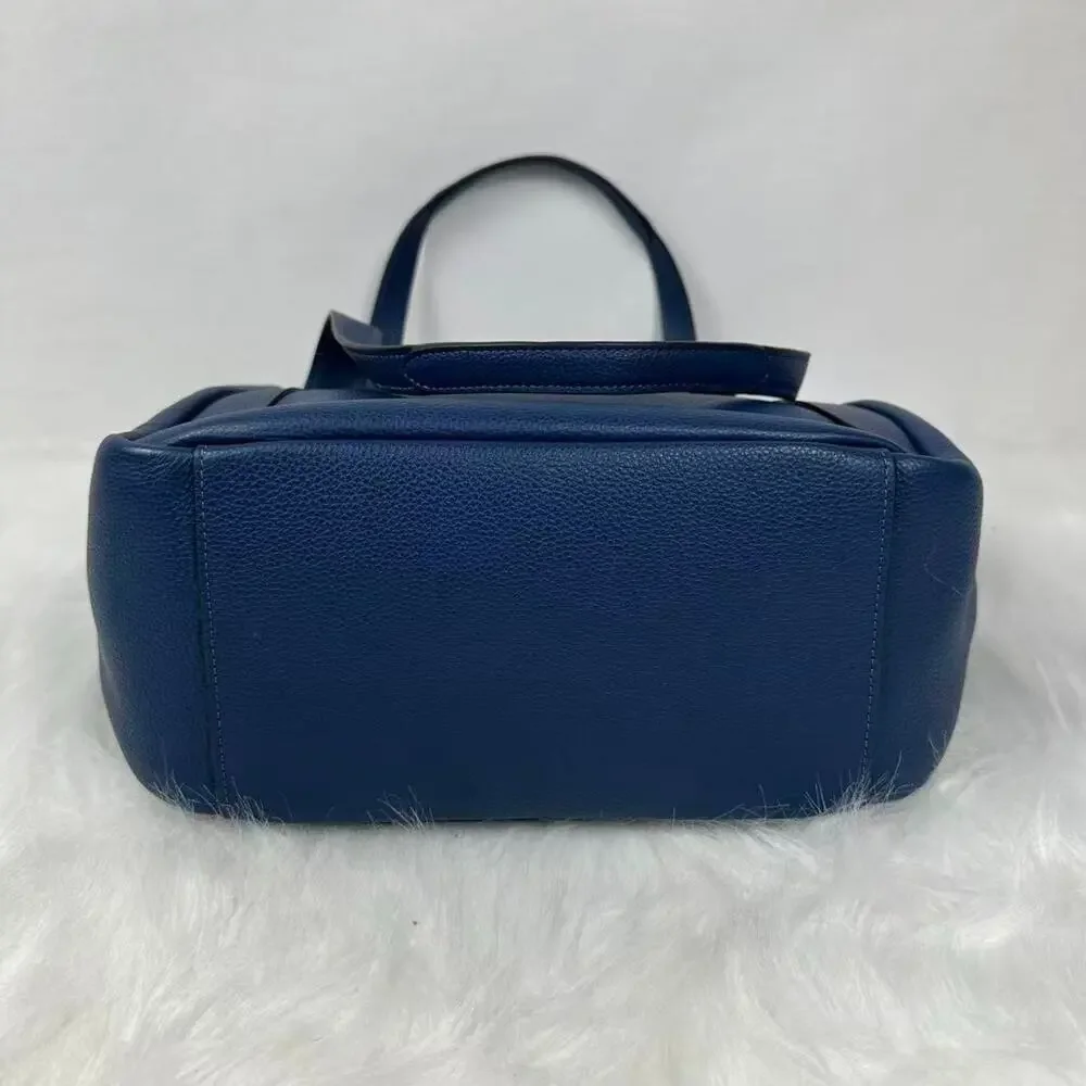 Coach Hadley Turnlock Tote Bag In Leather/Gold/Deep Blue CAL17 NWT